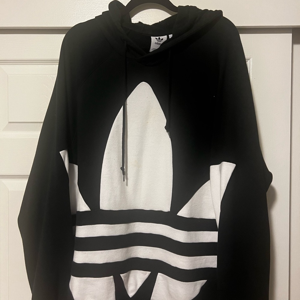Adidas Men's Black and White Logo Sweater